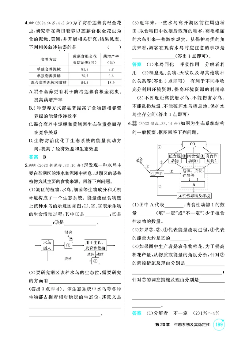 《1_精练册PDF-第20章生态系统及其稳定性_2026版教学资源包_202653高考总复习A版_山东版_2026版.山东版.选考总复习.生物.5·3A版_第4部分生物与环境_第20章生态系统及其稳定性_1_精练册PDF》第6页预览