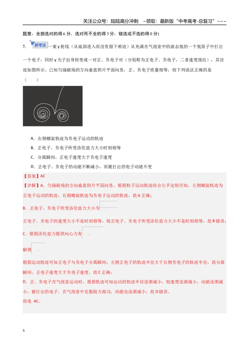 《第十章磁场（综合训练）（福建专用）（教师版）_04-物理-高考总复习_一轮复习_2026年-物理高考一轮复习_2026年高考物理一轮课件+讲义+练习（福建专用）-G328》第5页预览