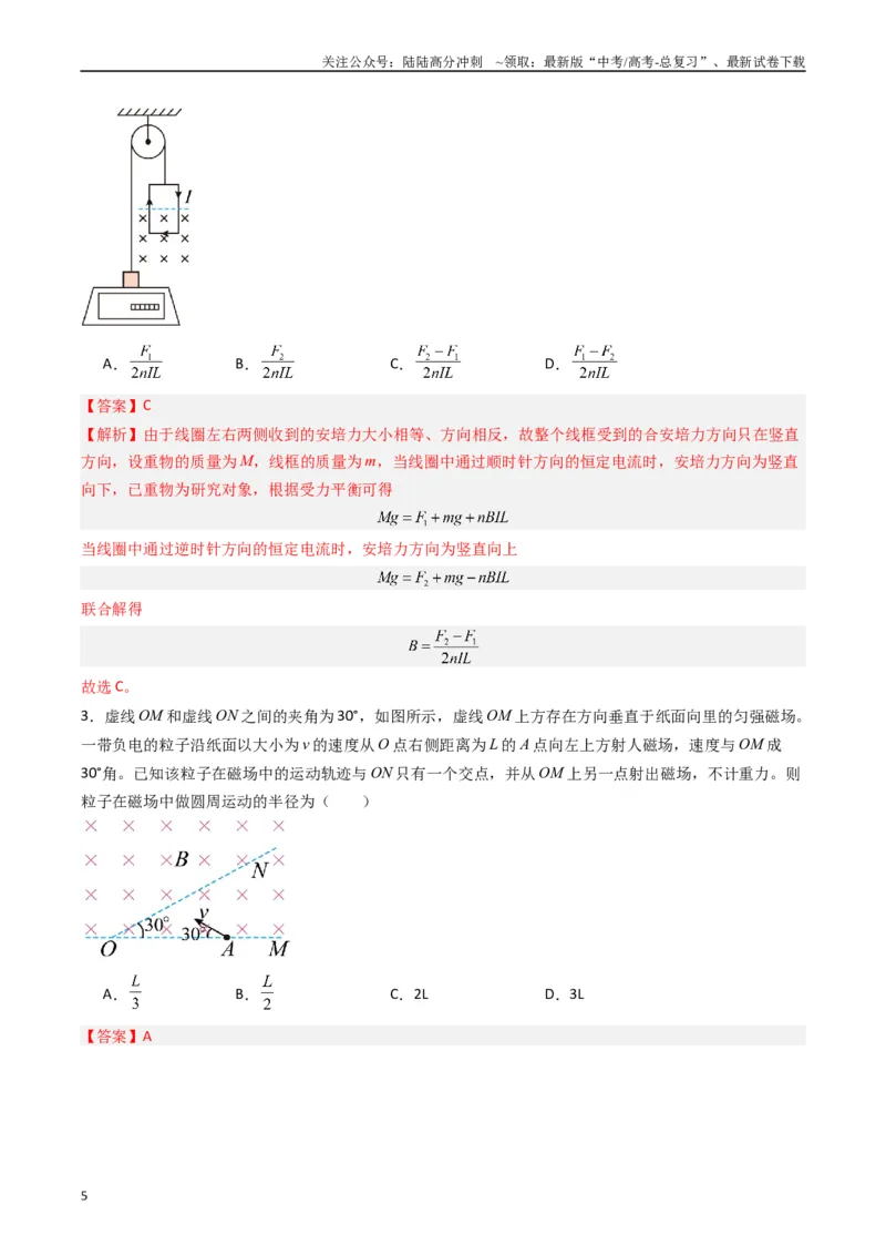 《重难点10磁场（教师版）_04-物理-高考总复习_专项复习_2024年_2024年高考物理热点·重点·难点专练（新高考专用）》第5页预览