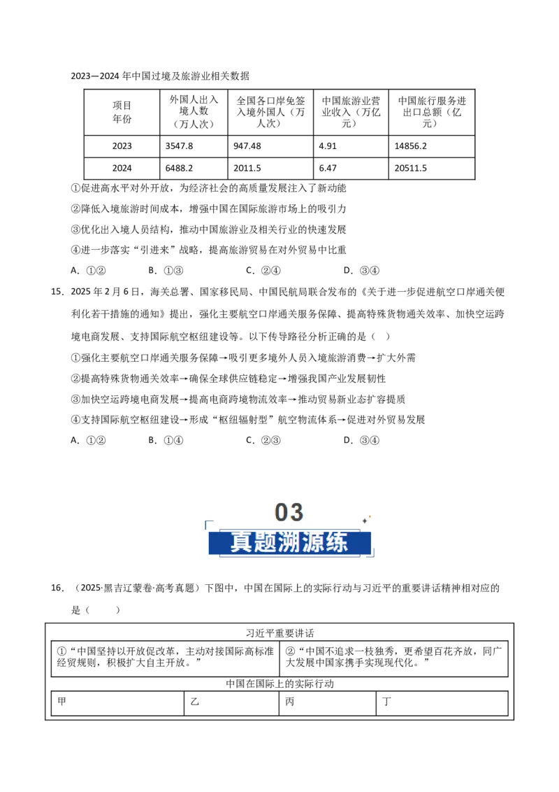 《第07课经济全球化与中国（专项训练）（学生版）_zheng治_2026年_2026年高考政治一轮课件+讲义+练习（黑吉辽蒙专用）-G330》第6页预览