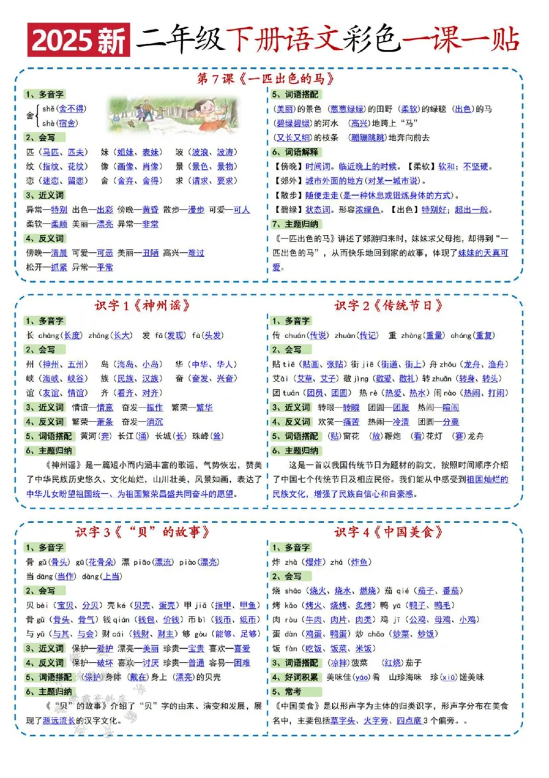 《二年级下册语文彩色一课一贴SY(2)_2年级下册同步教辅_2下-语文_二下语文-课课练+课课贴》第3页预览