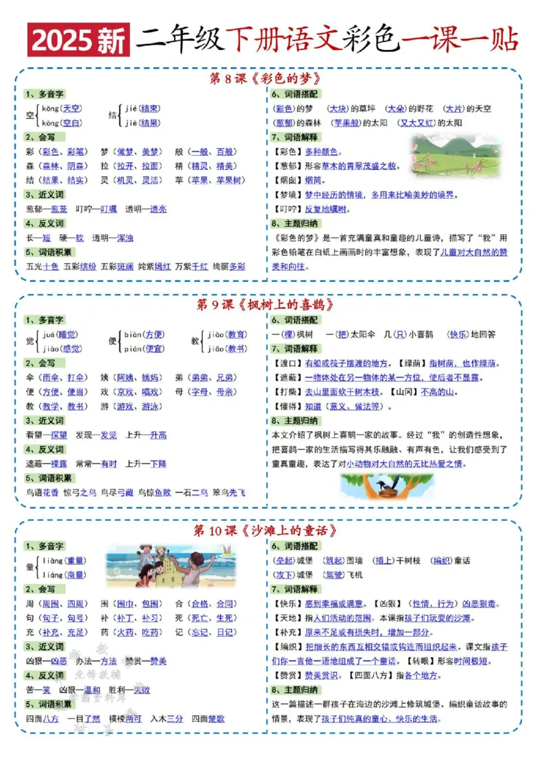 《二年级下册语文彩色一课一贴SY(2)_2年级下册同步教辅_2下-语文_二下语文-课课练+课课贴》第4页预览