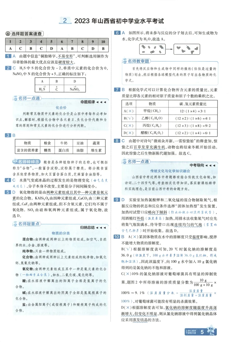《答案_12.2026年4月全国各地高考模拟卷_2026版初中金考卷•45套中考试卷汇编系列合集_2025版金考卷《45套中考试卷汇编》初中7科全（全国、各地多版本）(1)_红皮化学》第9页预览