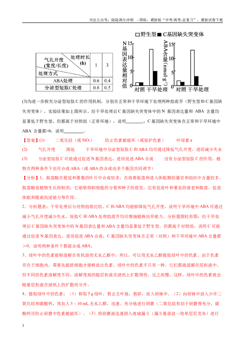 《重难点14植物激素调节的2类探究实验（教师版）_06-生物-高考总复习_专项复习_2025年_2025年高考生物重难点讲义专练（黑吉辽蒙专用）》第7页预览