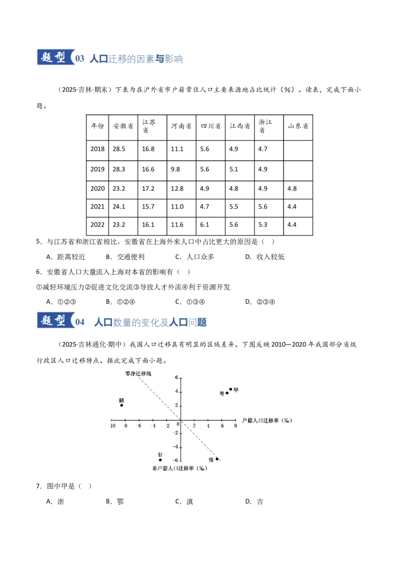 《第19讲人口与地理环境（专项训练）（黑吉辽蒙专用）（学生版）_地理_2026年_2026年高考地理一轮课件+讲义+练习（黑吉辽蒙专用）-G330》第3页预览