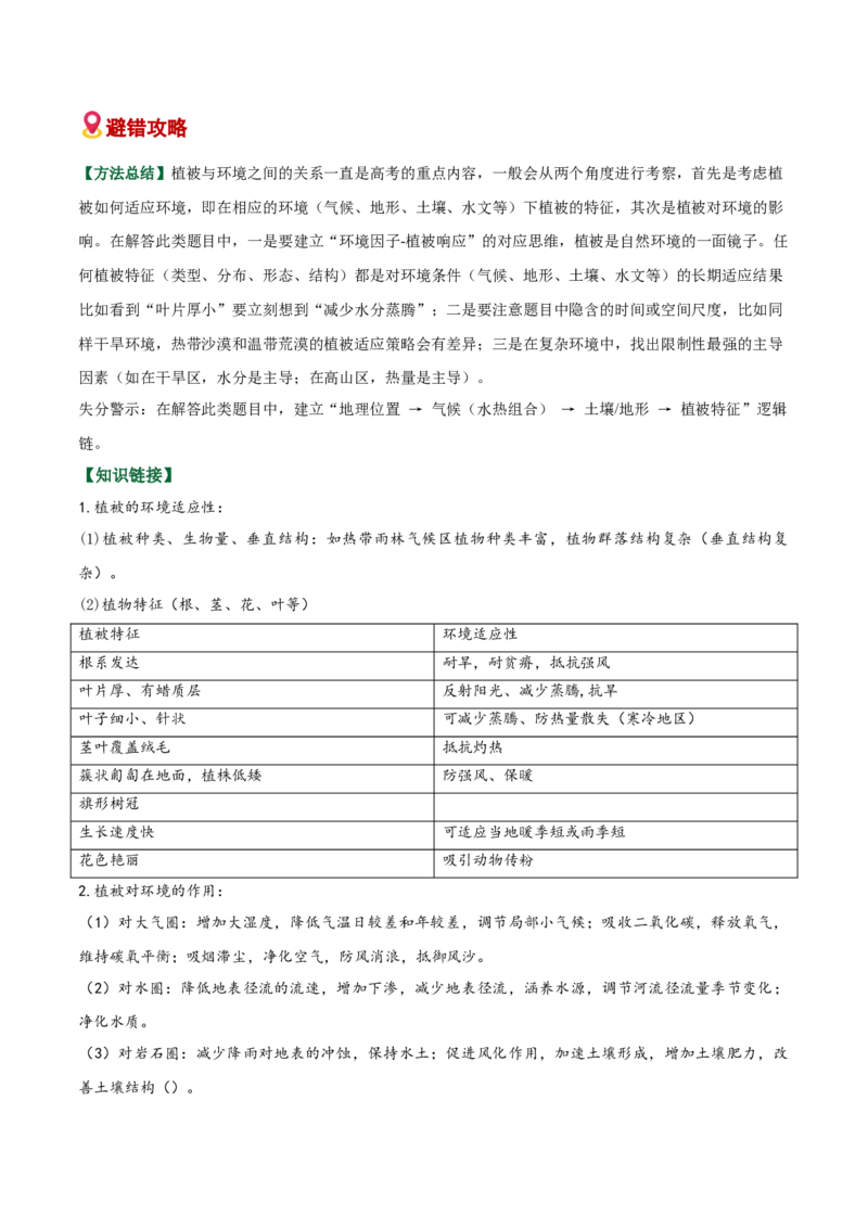 《易错05植被和土壤（教师版）_地理_2026年-地理高考专项复习_2026年高考地理重难点讲义专练（新高考通用）-G102_2026版》第9页预览