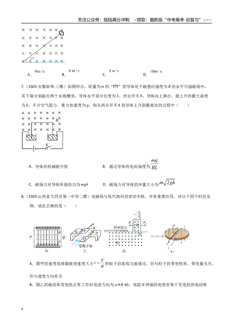 《第十一章磁场（综合训练）（湖南通用）（学生版）_04-物理-高考总复习_一轮复习_2026年-物理高考一轮复习_2026年高考物理一轮课件+讲义+练习（湖南专用）-G331》第4页预览