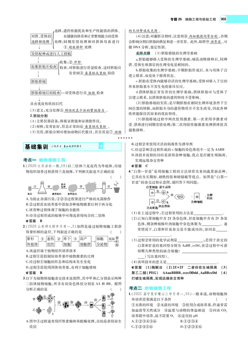 《专题25　细胞工程与胚胎工程_2022版教学资源包_五年高考三年模拟_2022版新高考版选考总复习生物5·3A版_0125143739_专题25细胞工程与胚胎工程_专题PDF_专题PDF_专题电子书》第4页预览