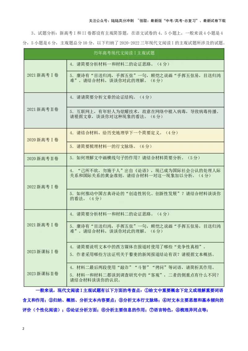 《题型01现代文阅读I主观试题（一）（答题模板）高考语文答题技巧与模板构建_专项复习_2024年_2024年高考语文答题技巧与模板构建》第2页预览