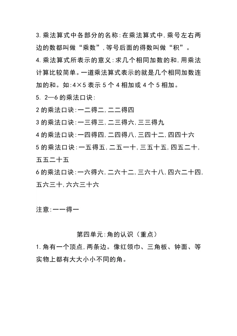 《二（上)冀教版数学知识点重点汇总_2年级上册同步教辅_2上-数学_二上数学-重点必背资料通用》第4页预览