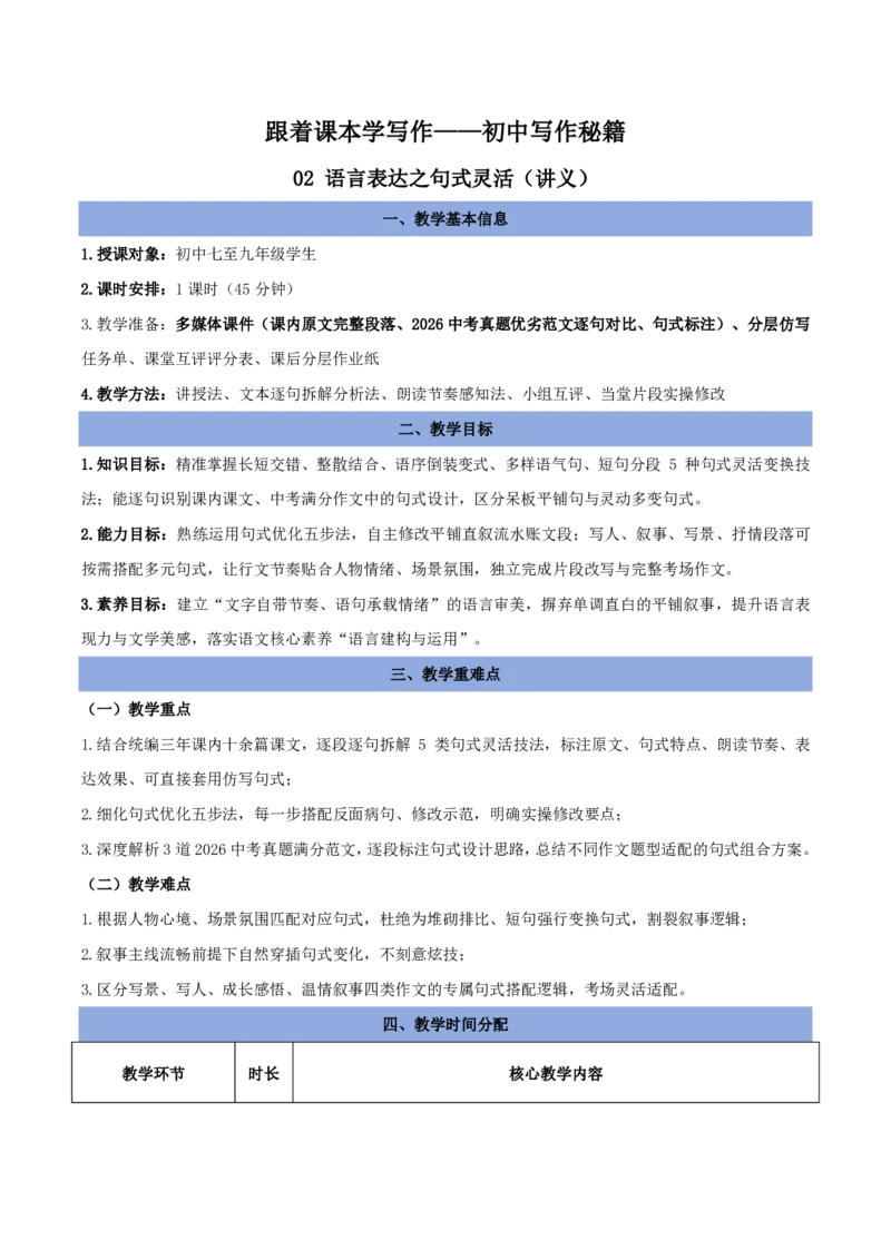 《02语言表达之句式灵活（讲义）_2026秋初中教辅合集_2027学科网&_2027《中考语文作文之跟着课文学写作》专题（全国通用）[完整版]_三、语言表达》第1页预览