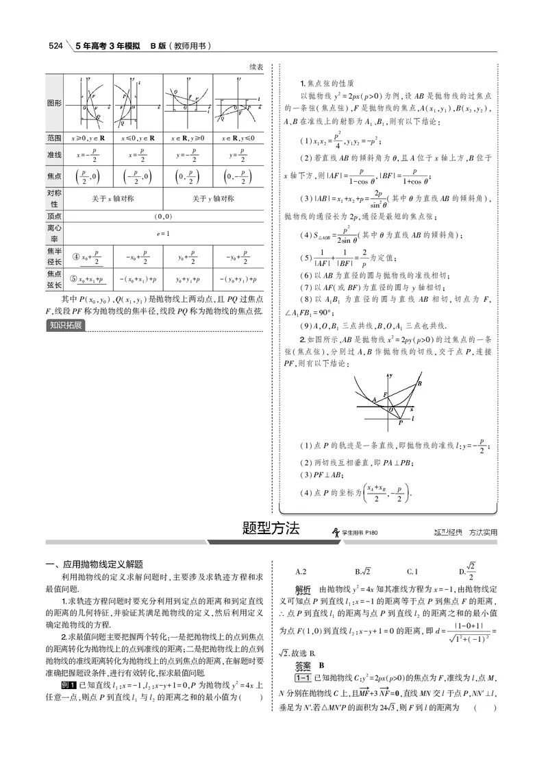 《§10.3　抛物线_2022版教学资源包_五年高考三年模拟_2022版新高考版高考总复习数学53B版_第十章　圆锥曲线_§103　抛物线_10_13　抛物线_专题电子书》第6页预览