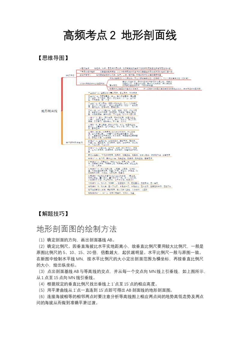《高频考点2地形剖面线_地理_2026年-地理高考专项复习_42026年高考地理高频考点专项突破思维导图+解题技巧+专项突破》第1页预览