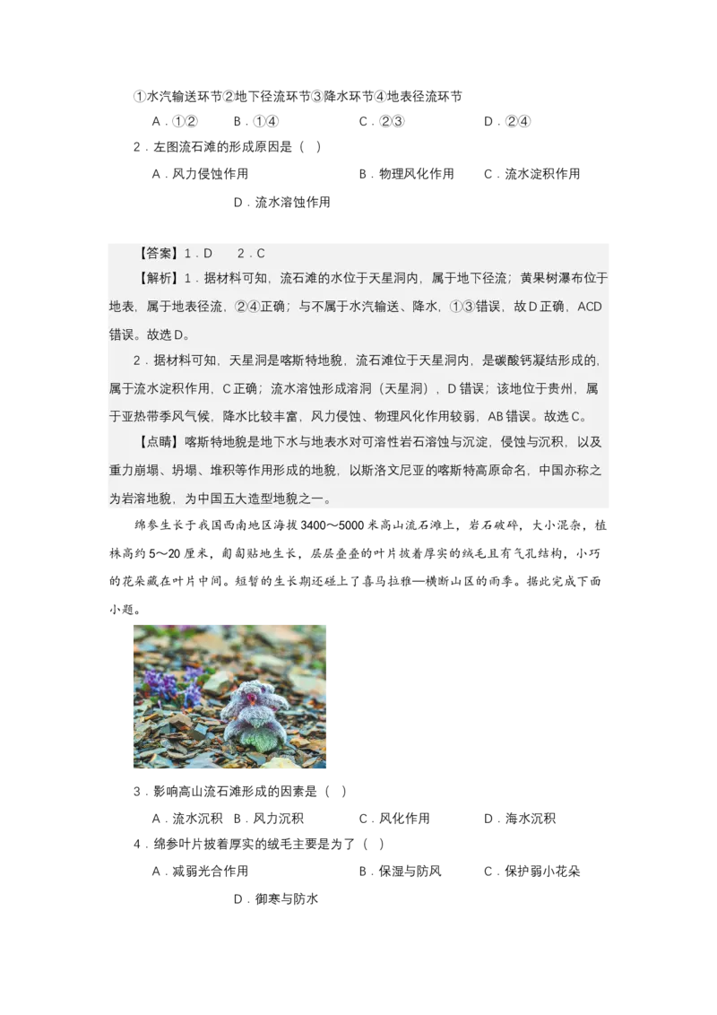《高频考点78流石滩_地理_2026年-地理高考专项复习_42026年高考地理高频考点专项突破思维导图+解题技巧+专项突破》第5页预览