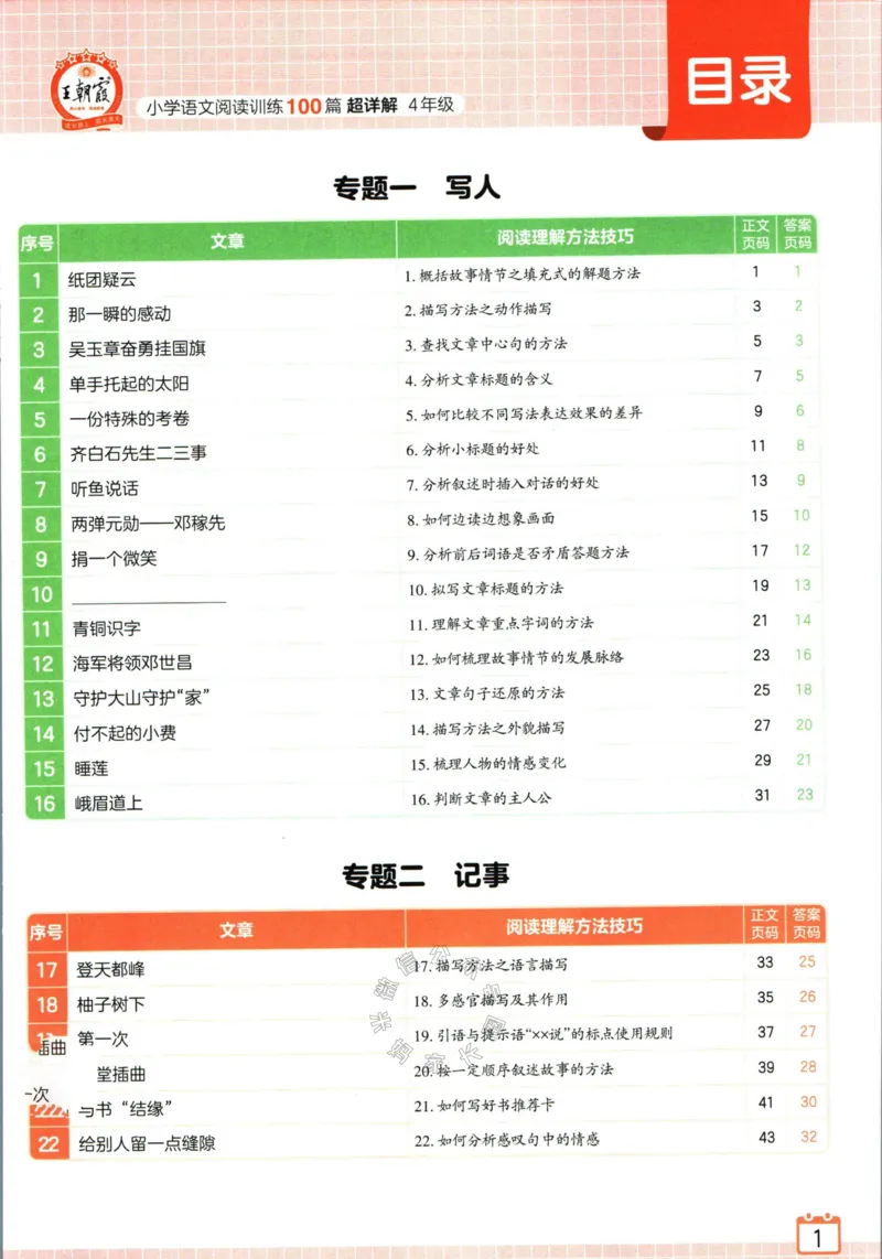 《062.王朝霞小学语文阅读训练100篇四年级（有答案）公众号：米妈家长圈_小学1-6年级全科全套_1-6年级全科下册_四年级_其他补充资料_语文资料》第3页预览