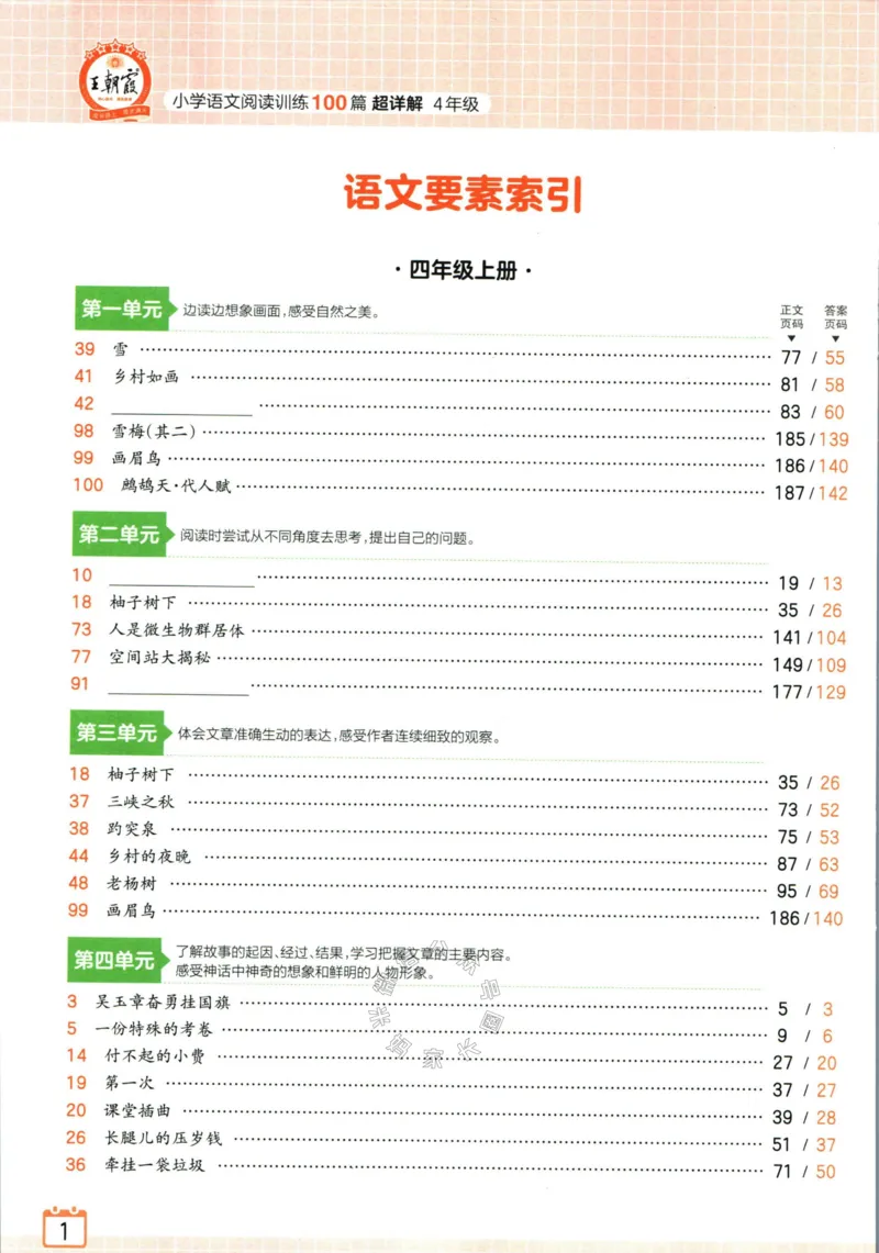《062.王朝霞小学语文阅读训练100篇四年级（有答案）公众号：米妈家长圈_小学1-6年级全科全套_1-6年级全科下册_四年级_其他补充资料_语文资料》第8页预览