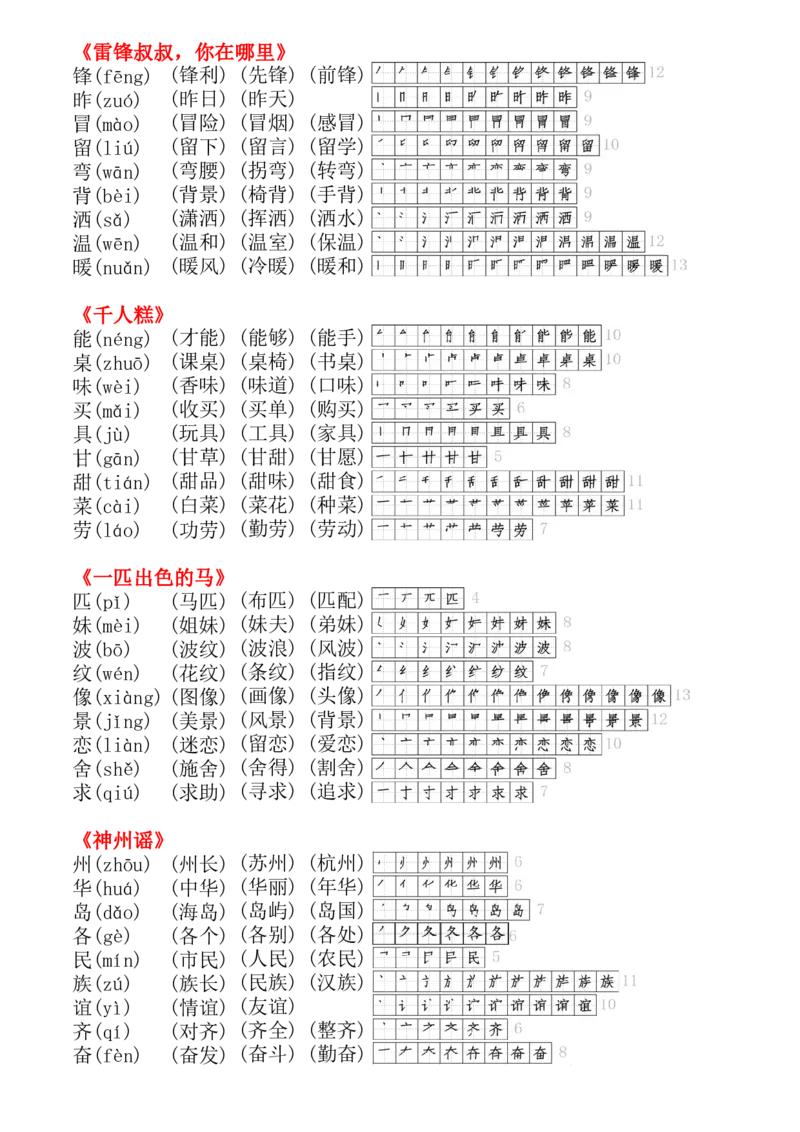《二年级下册生字拼音组词笔顺(打印出来无水印)_2年级下册同步教辅_2下-语文_二下语文-生字+字帖》第2页预览