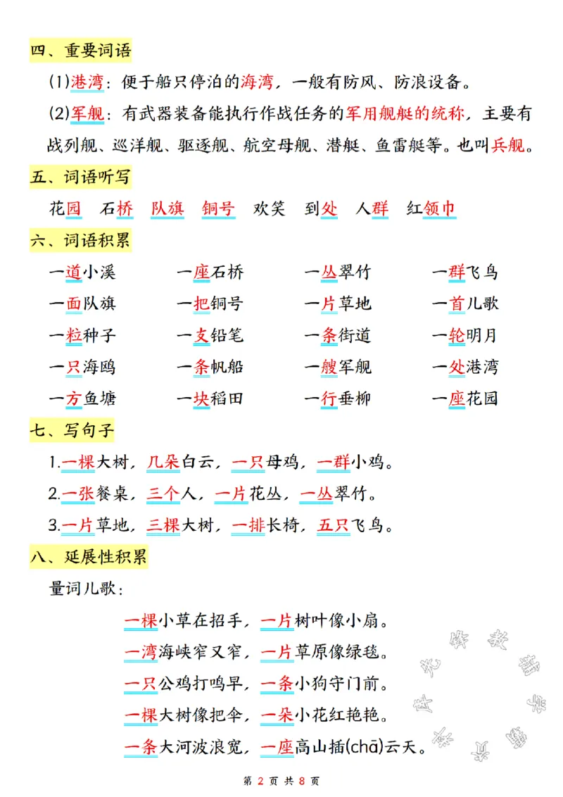 《二年级上册语文1-3单元高频考点梳理SY_2年级上册同步教辅_2上-语文_二上语文-核心考点》第8页预览