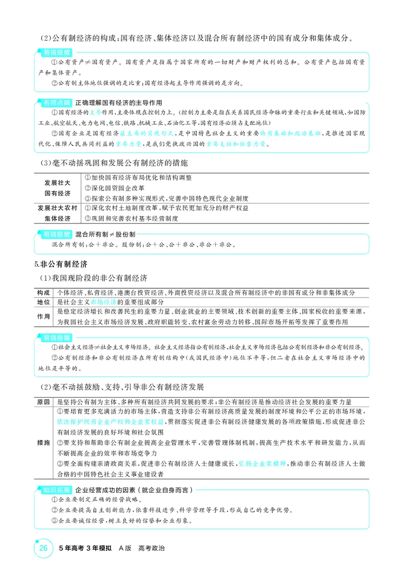 《1_精讲册-第一课　我国的生产资料所有制_2026版教学资源包_202653高考总复习A版_湖南版_2026版.湖南版.选考总复习.政治.5·3A版_一、图书电子教参_必修2经济与社会_2_精讲册PDF》第3页预览