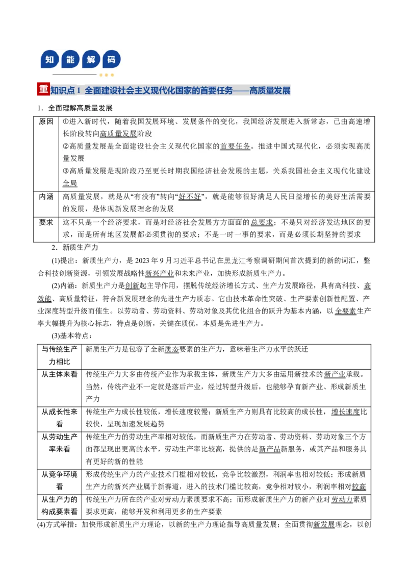 《第03课我国的经济发展（复习讲义）（学生版）（全国通用）_zheng治_2026年_2026年高考政治一轮复习讲义+练习+课件（新教材新高考）-G55_2026版_必修2》第10页预览