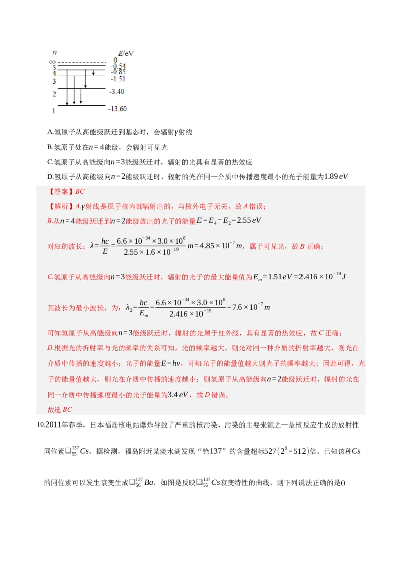 《第十六章：原子结构与原子核（综合训练）（教师版）_地理_2027年高考地理一轮_2027年高考物理举一反三系列（新高考通用）-G249_资料_2027版》第7页预览