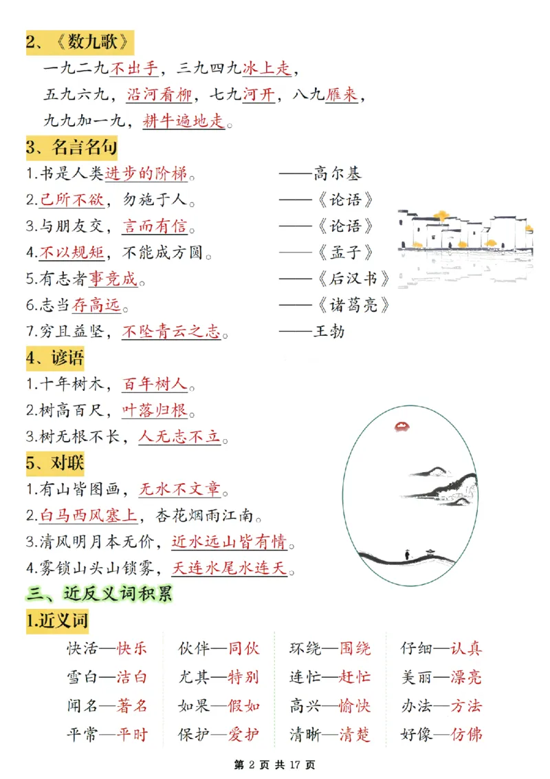 《二年级上册语文期末复习必考知识点汇总_2年级上册同步教辅_2上-语文_二上语文-期中+期末复习》第2页预览