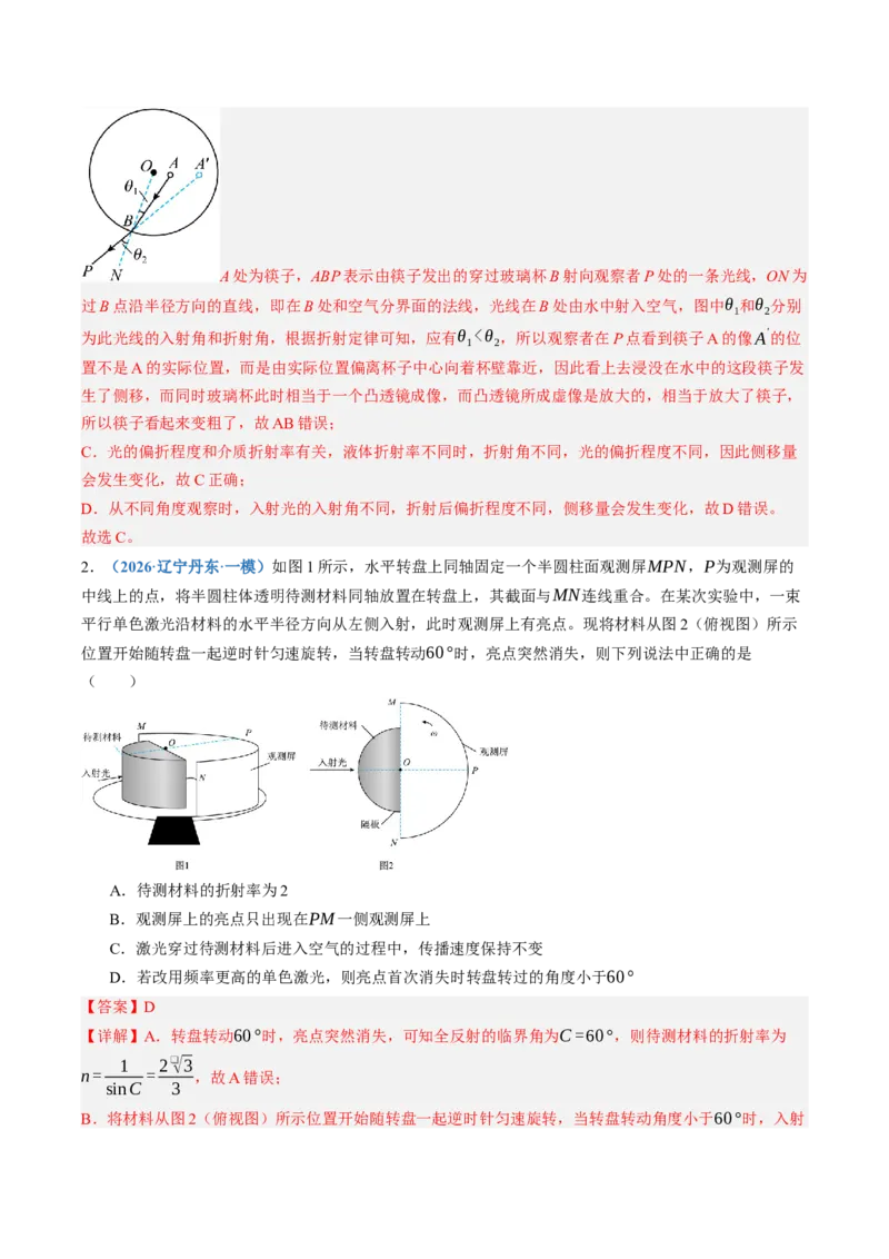 《第62讲光的折射和全反射（专项训练）（黑吉辽蒙专用）（教师版）_地理_2027年高考地理一轮_2027年高考物理一轮课件+讲义+练习（黑吉辽蒙专用）-G330_2027版》第2页预览