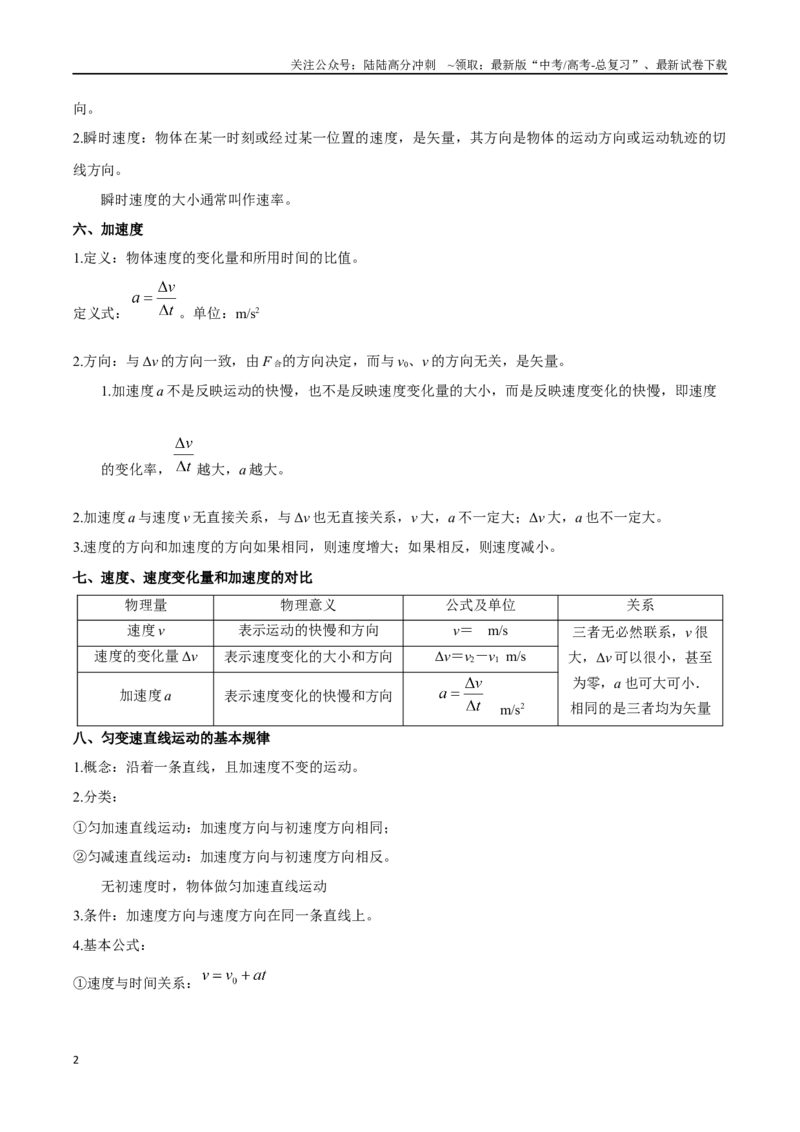 《第一章质点的直线运动（原卷版）_04-物理-高考总复习_一轮复习_2024年_2024年高考物理一轮复习讲义知识点梳理重难点复习_资料》第2页预览