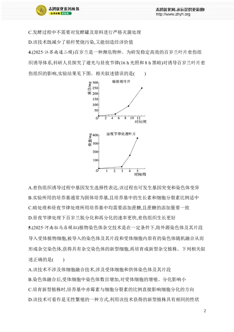 《12.生物技术与工程_2026版高中《二三轮复习+冲刺复习》_高考总复习优化设计二轮用书生物课后习题Word_课后习题_考前增分专练_知识对点小题练》第2页预览