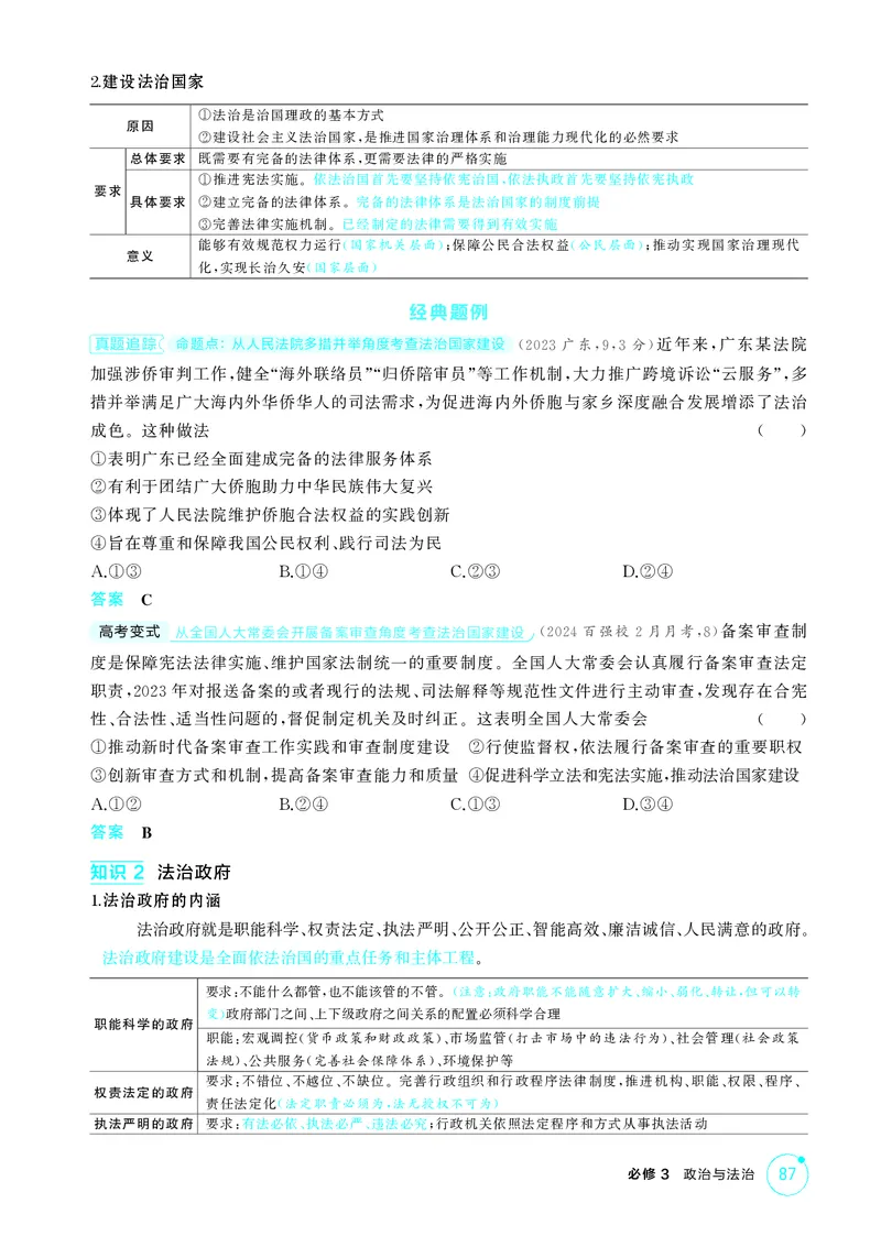 《1_精讲册-第八课　法治中国建设_2026版教学资源包_202653高考总复习A版_山东版_2026版.山东版.选考总复习.政治.5·3A版_一、图书电子教参_必修3政治与法治_第八课法治中国建设_2_精讲册PDF》第2页预览