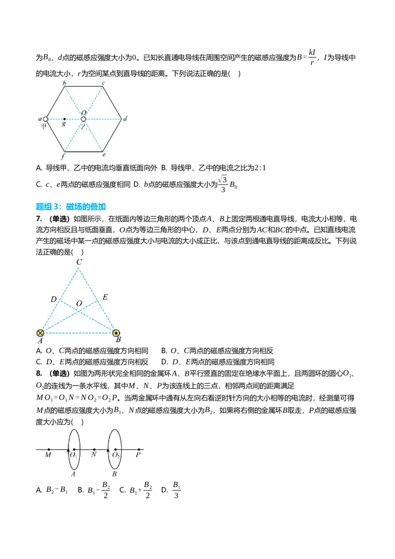 《11.1磁场及其对电流的作用专项训练(学生版）_高考一二三轮复习_物理_2026年_2026年高三一轮物理人教版考点题组分层练-G406(1)_资料》第3页预览