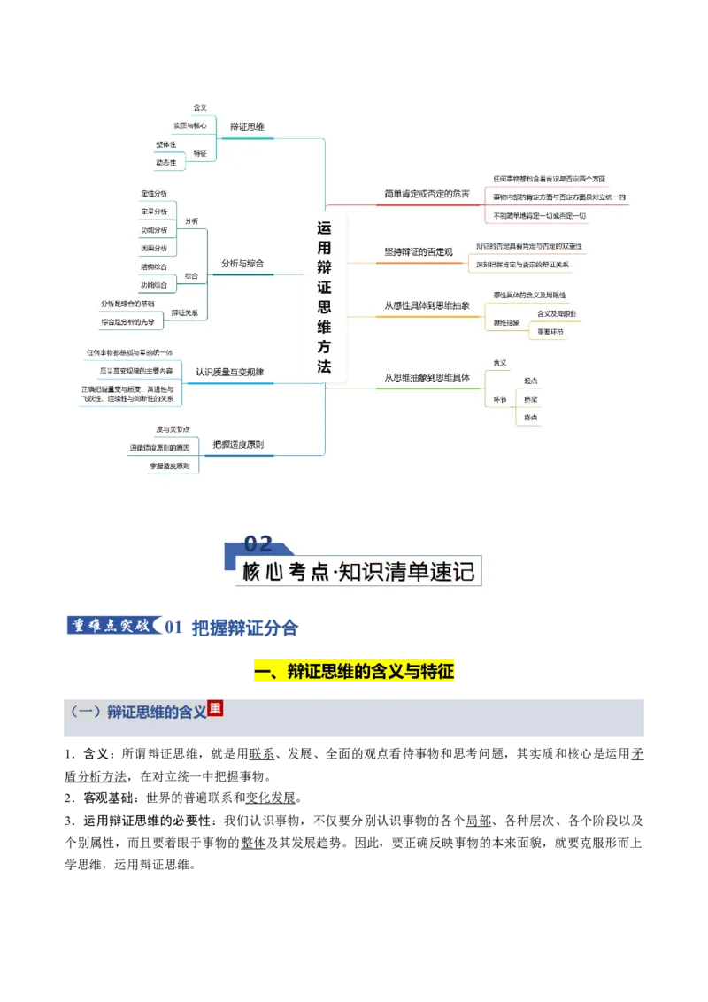 《第三单元运用辩证思维方法（知识清单）（全国通用）_zheng治_2026年_2026年高考政治一轮复习知识清单（全国通用）-G56_2026版》第2页预览
