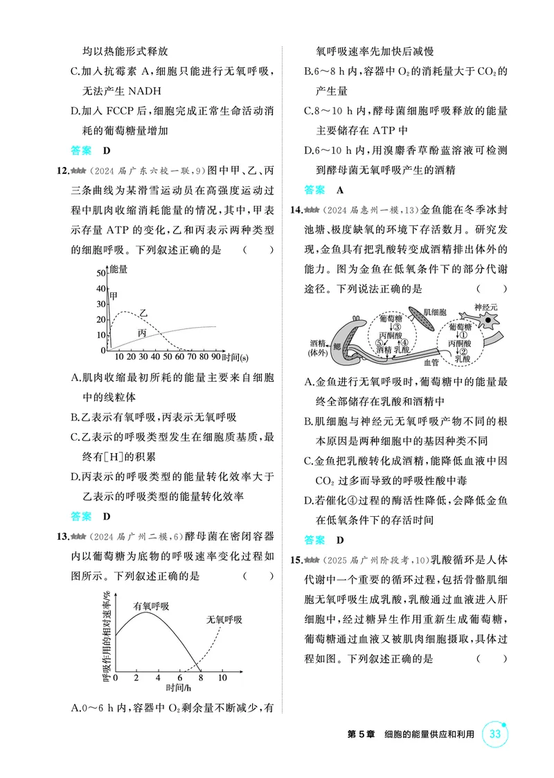 《1_精练册-第5章细胞的能量供应和利用_2026版教学资源包_202653高考总复习A版_广东版_2026版.广东版.选考总复习.生物.5·3A版_第1部分分子与细胞_第5章细胞的能量供应和利用_4_PDF教参电子书》第9页预览