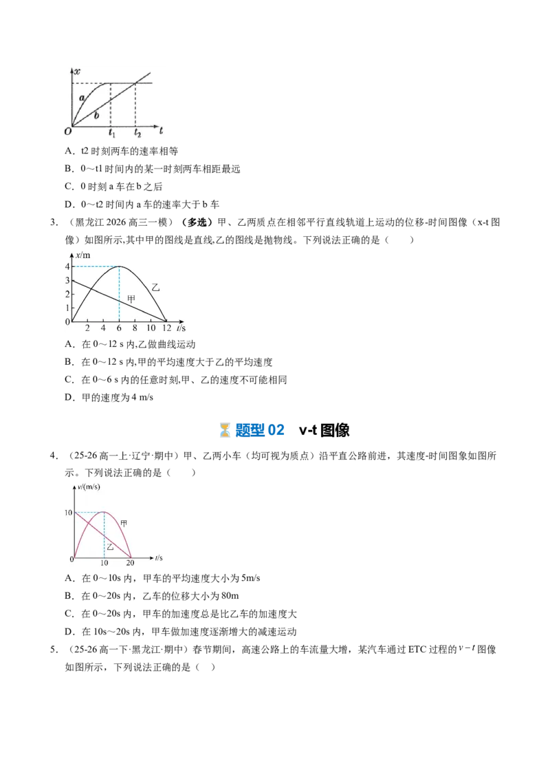 《第04讲运动学图像问题（专项训练）（黑吉辽蒙专用）（学生版）_地理_2027年高考地理一轮_2027年高考物理一轮课件+讲义+练习（黑吉辽蒙专用）-G330_2027版》第2页预览