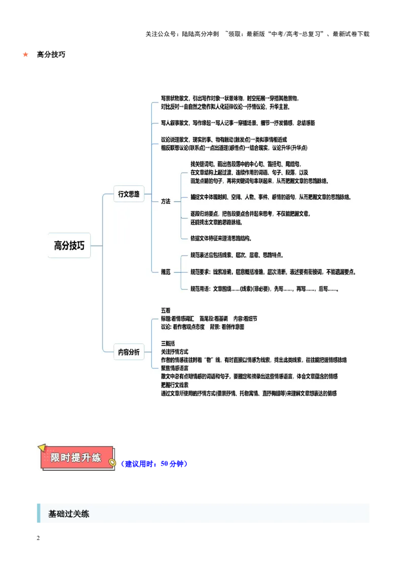 《重难点9行文思路与内容分析突破（散文类文本阅读）（原卷版）_专项复习_2025年_2025年高考语文重难点讲义专练（新高考通用）》第2页预览