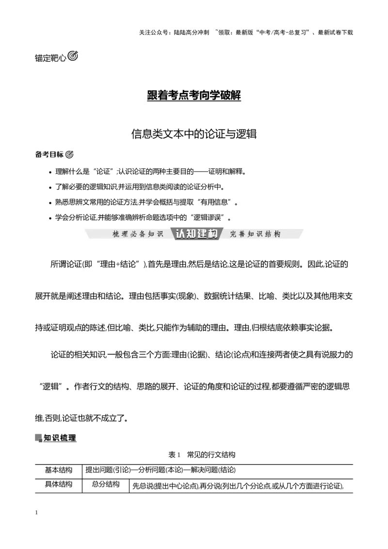 《跟着考点考向学破解信息类文本中的论证与逻辑-（全国通用）_专项复习_2024年_2024年高考语文专题探究与实战演练考点真题写作全国通用_资料》第1页预览