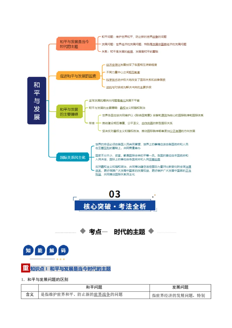 《第04课和平与发展（复习讲义）（教师版）（全国通用）_zheng治_2026年_2026年高考政治一轮复习讲义+练习+课件（新教材新高考）-G55_2026版_选择性必修1当代国际政治与经济》第3页预览