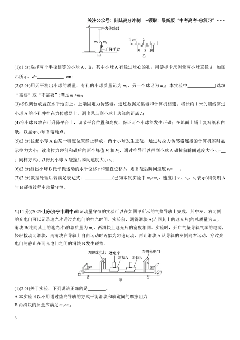《第七章　第38练　实验八：验证动量守恒定律_04-物理-高考总复习_一轮复习_2026年-物理高考一轮复习_2026年大一轮复习讲义物理课件讲义练习-C203_学生用书Word版文档_一轮复习90练》第3页预览