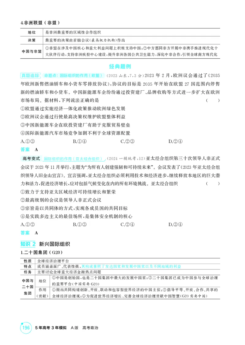 《1_精讲册-第2课时　区域性国际组织与新兴国际组织_2026版教学资源包_202653高考总复习A版_湖南版_2026版.湖南版.选考总复习.政治.5·3A版_一、图书电子教参_选择性必修1当代国际政治与经济》第2页预览