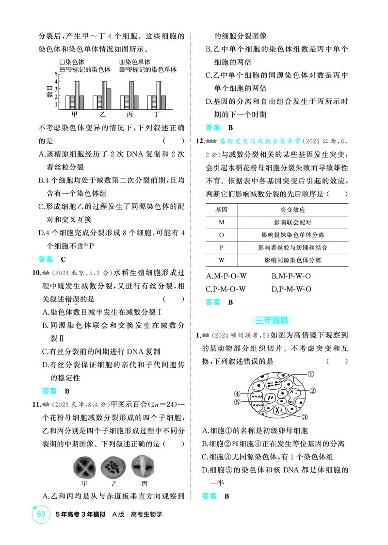 《1_精练册-第4章细胞的生命历程_2026版教学资源包_202653高考总复习A版_浙江版_2026版.浙江版.选考总复习.生物.5·3A版_第1部分分子与细胞_第4章细胞的生命历程_1_精练册PDF》第7页预览