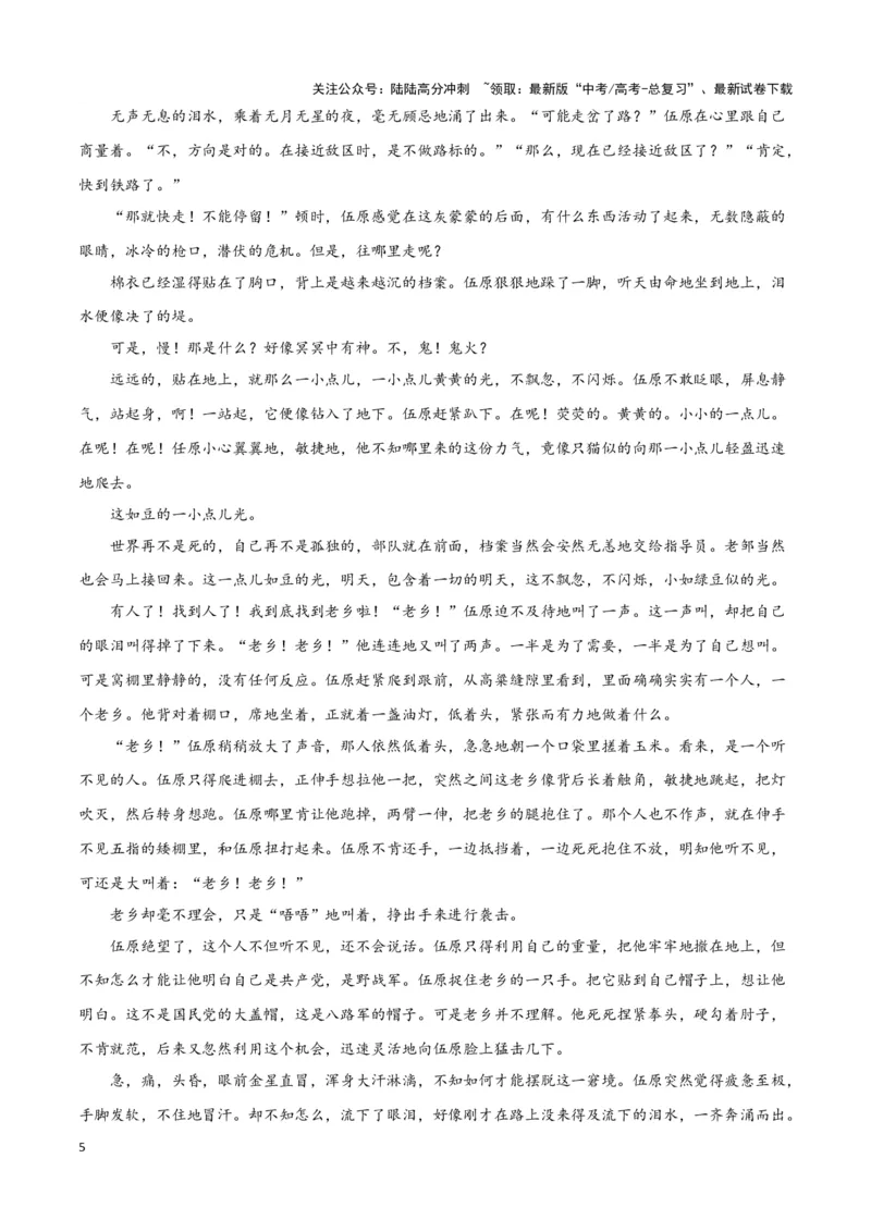 《题型07现代文阅读II小说阅读（二）（巩固训练）（原卷版）_专项复习_2024年_2024年高考语文常考题型练习题训练巩固试题专练习_资料》第5页预览