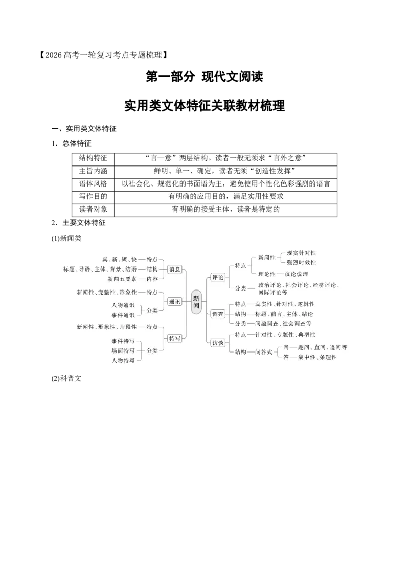 《02实用类文体特征关联教材梳理（信息文本）（全国通用）_高考一二三轮复习_语文_2026年-语文一轮复习_2026年高考语文一轮复习之现代文专题（全国通用）-G388_资料》第1页预览