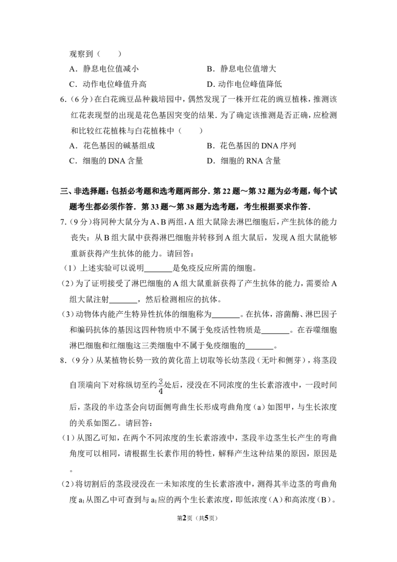 《2010年全国统一高考生物试卷（新课标）（原卷版）(1)_高考一二三轮复习_生物_2027年高考生物专项_2008年-2026年生物高考真题-G427_2008-2020年高考_全国卷_全国统一高考生物（新课标ⅱ）08-21_589》第2页预览
