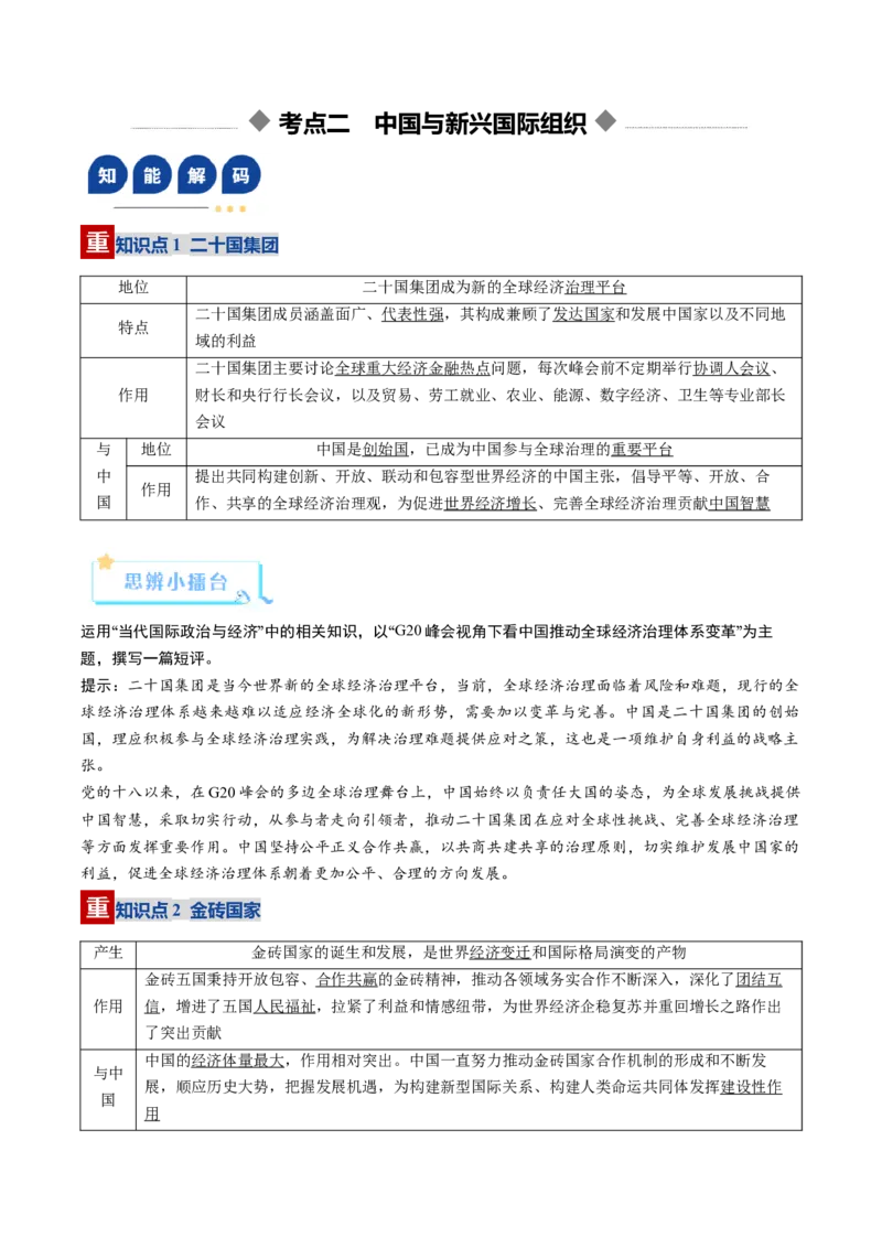《第09课中国与国际组织（复习讲义）（学生版）（全国通用）_zheng治_2026年_2026年高考政治一轮复习讲义+练习+课件（新教材新高考）-G55_2026版_选择性必修1当代国际政治与经济》第6页预览