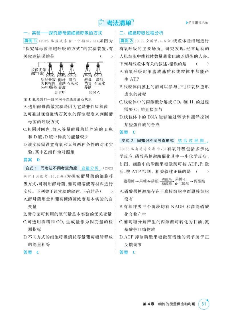 《1_精讲册-第4章　细胞的能量供应和利用_2026版教学资源包_202653高考总复习A版_江苏版_2026版.江苏版.选考总复习.生物.5·3A版_第1部分分子与细胞_第4章细胞的能量供应和利用_2_精讲册PDF》第8页预览