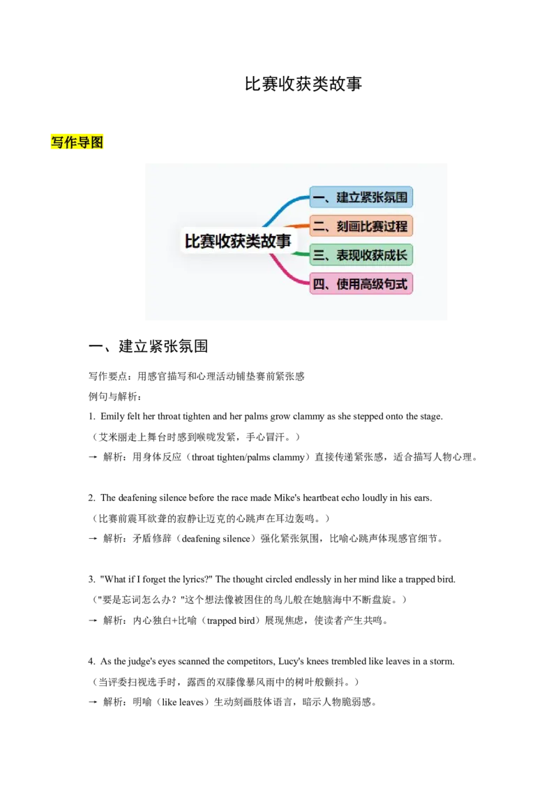 《02比赛收获类（解析版）_英语(2)_专项复习_2025年_2025年新高考英语读后续写主题分类突破》第1页预览