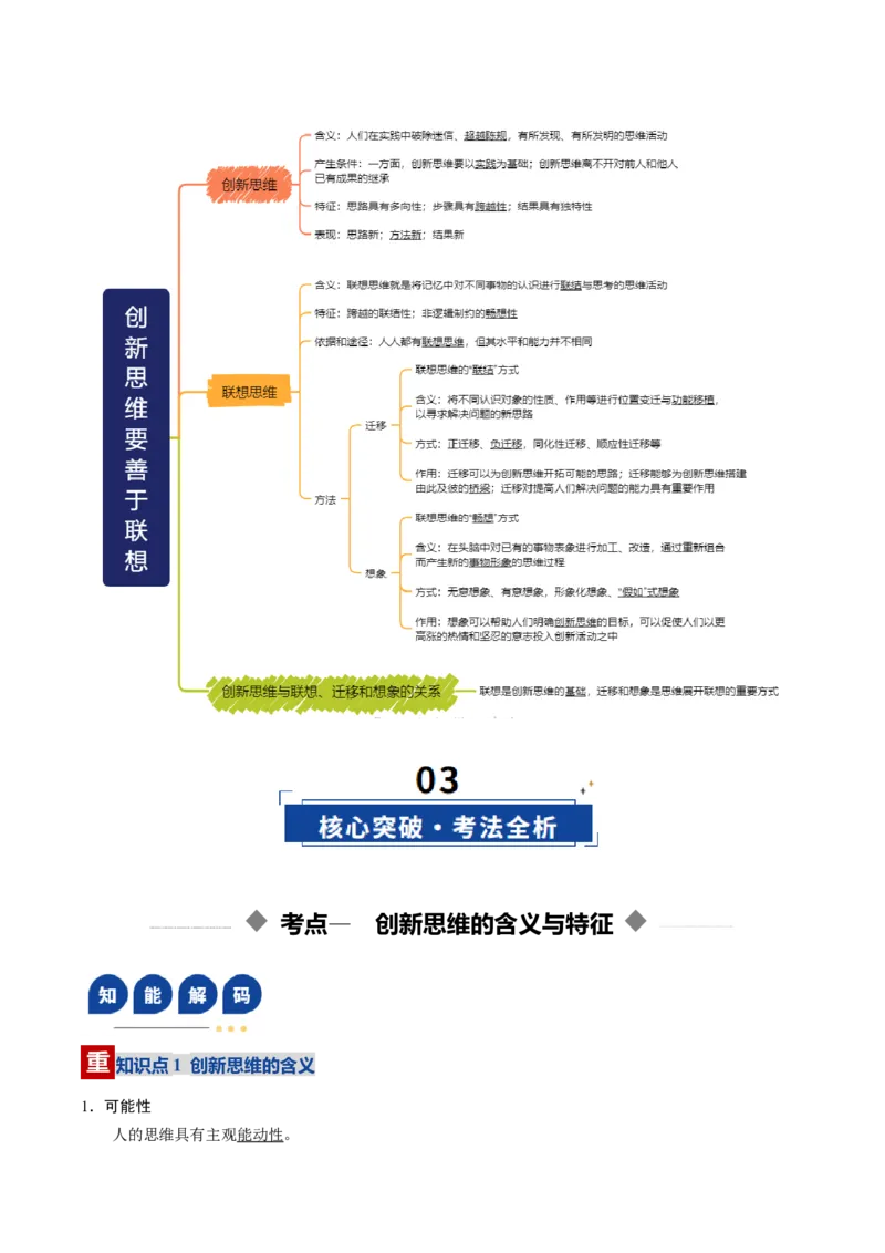 《第11课创新思维要善于联想（复习讲义）（教师版）（全国通用）_zheng治_2026年_2026年高考政治一轮复习讲义+练习+课件（新教材新高考）-G55_2026版_选择性必修3逻辑与思维》第3页预览