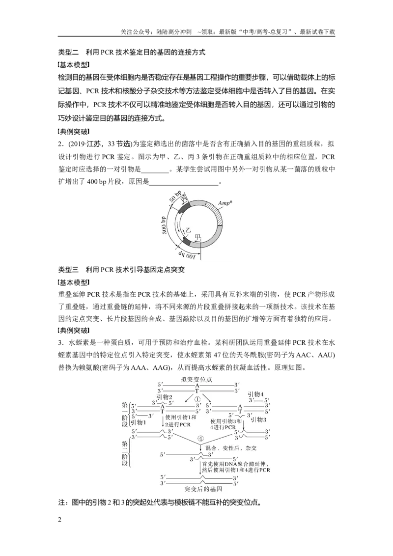 《第十单元　专题突破10　综合PCR的基因工程问题_06-生物-高考总复习_一轮复习_2025年_2025年大一轮复习讲义人教版生物_资料_1-资料_大一轮复习讲义学生专用_2025大一轮复习讲义》第2页预览