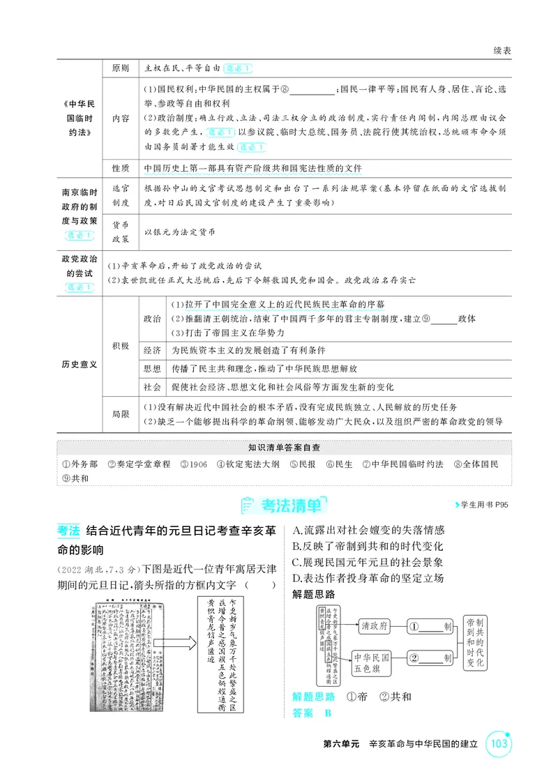 《1_精讲册-第六单元　辛亥革命与中华民国的建立_2026版教学资源包_202653高考总复习A版_山东版_2026版.山东版.选考总复习.历史.5·3A版_二、教师用书PDF_第二部分中国近现代史_2_精讲册PDF》第3页预览