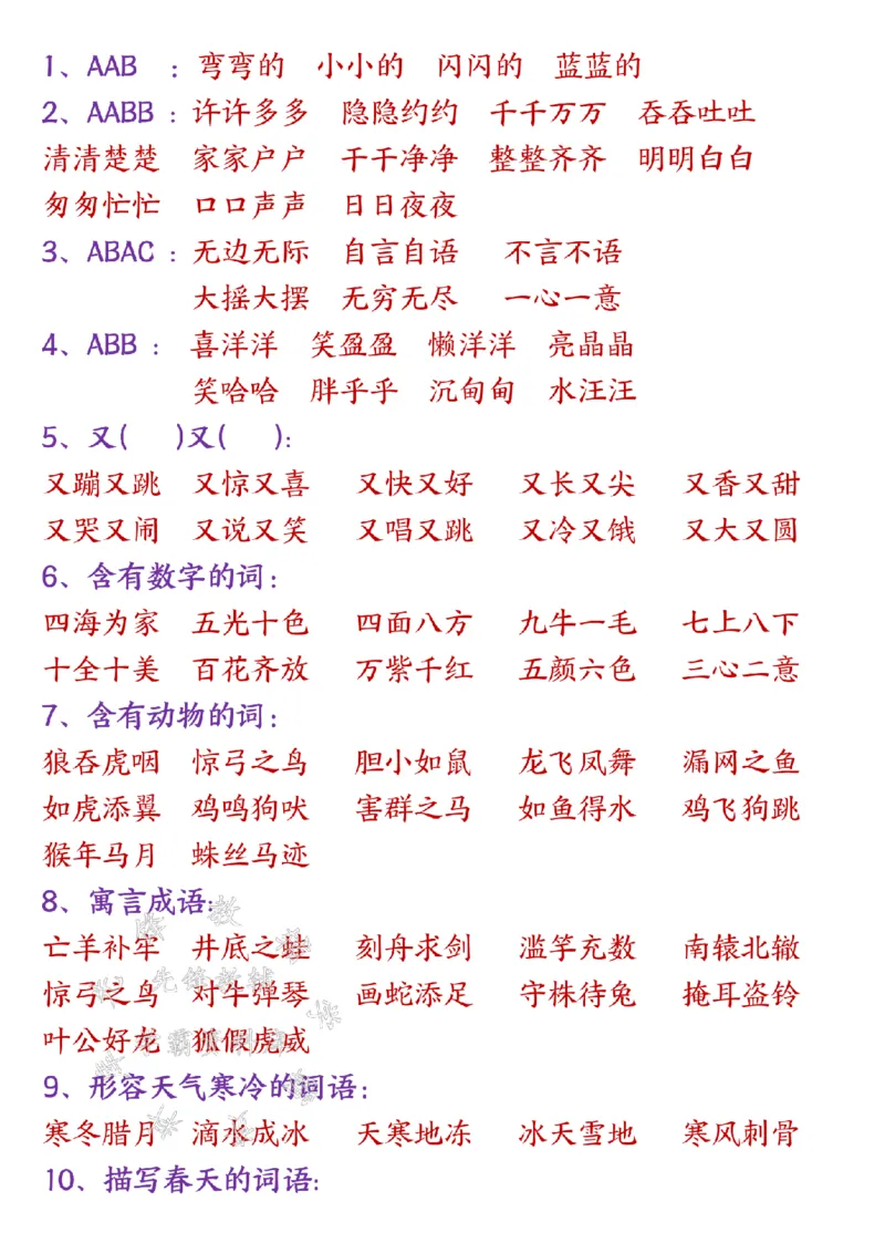 《二年级上册语文高频考点知识汇总SY_2年级上册同步教辅_2上-语文_二上语文-核心考点》第3页预览